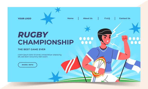 Modelo de página de destino do jogo de rugby