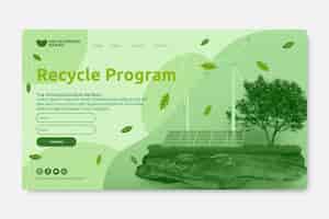 Vetor grátis modelo de página de destino do programa de reciclagem