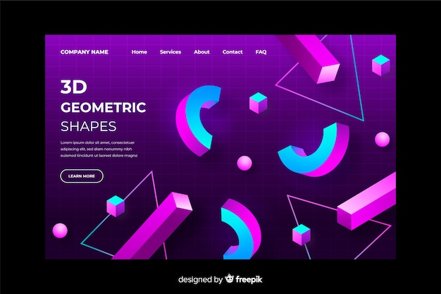 Modelo de página de destino geométrico gradiente 3d