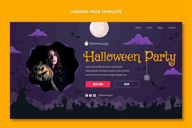Modelo de página de destino gradiente de halloween