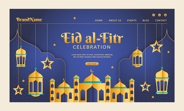 Vetor grátis modelo de página de destino gradiente eid al-fitr