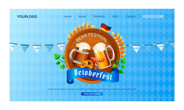 Modelo de página de destino gradiente oktoberfest