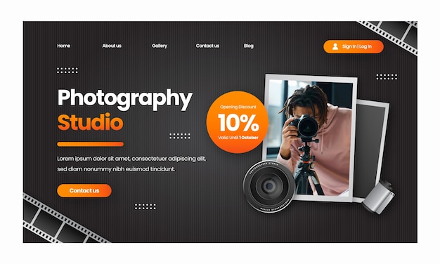 Modelo de página de destino para carreira e hobby de fotógrafo