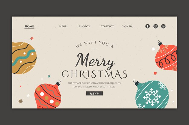 Modelo de página de destino para celebração da temporada de natal