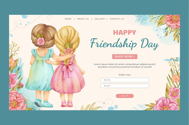 Vetor grátis modelo de página de destino para celebração do dia da amizade