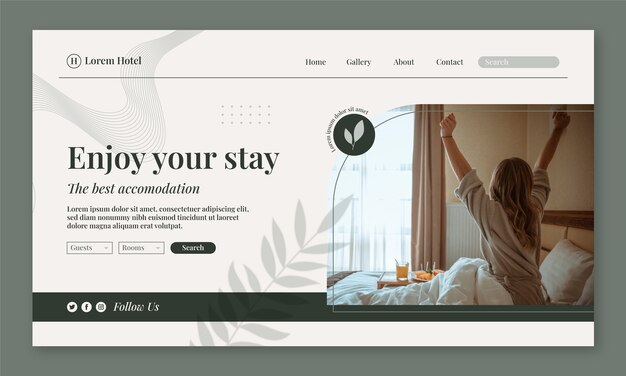 Modelo de página de destino para hotelaria