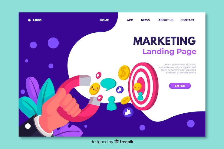 Vetor grátis modelo de página de destino para marketing