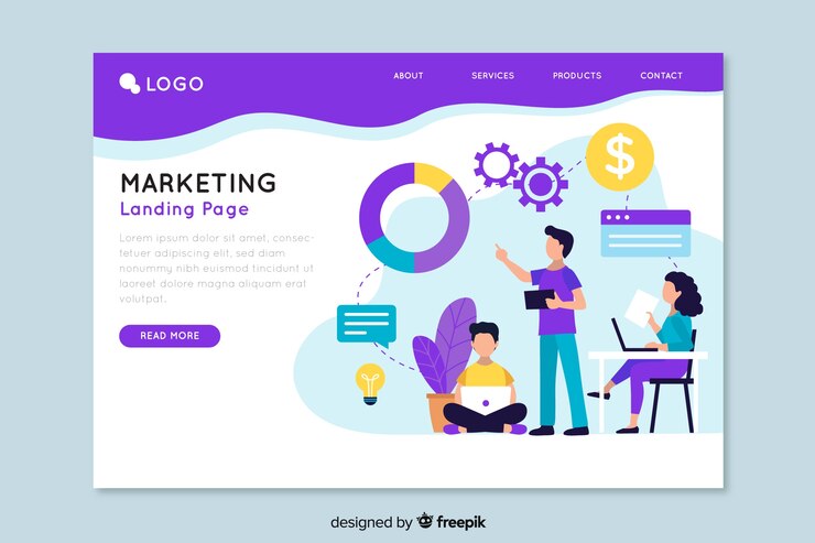 Vetor grátis modelo de página de destino para marketing