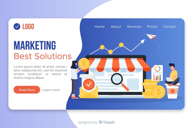 Modelo de página de destino para marketing
