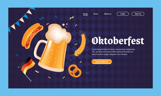 Modelo de página de destino plana oktoberfest