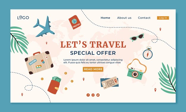 Modelo de página de destino plana para agência de viagens