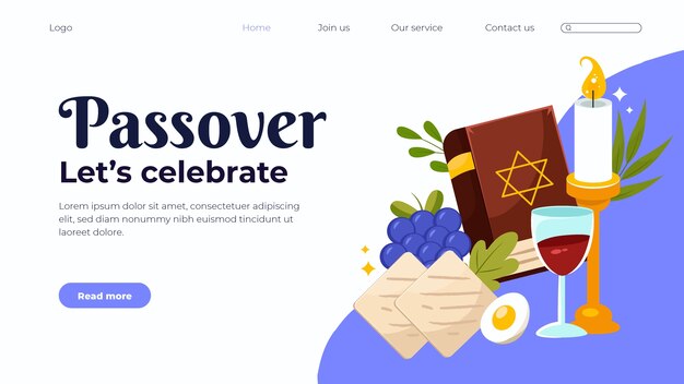 Modelo de página de destino plana para celebração da páscoa judaica