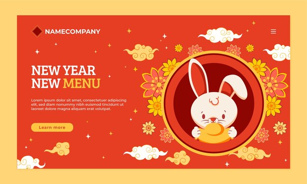 Modelo de página de destino plana para celebração do ano novo chinês