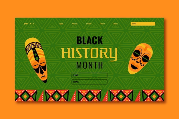 Vetor grátis modelo de página de destino plano para a celebração do mês da história negra