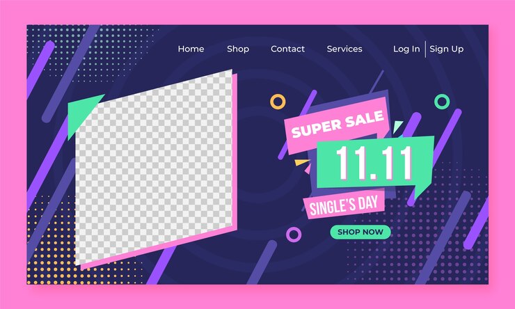Vetor grátis modelo de página de destino simples para evento de venda 11.11