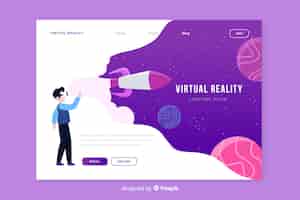 Vetor grátis modelo de página de realidade virtual landin