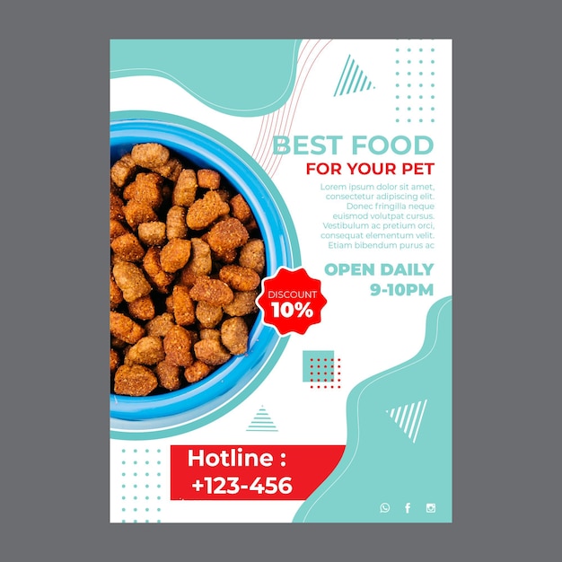 Modelo de panfleto a5 de pet food com foto