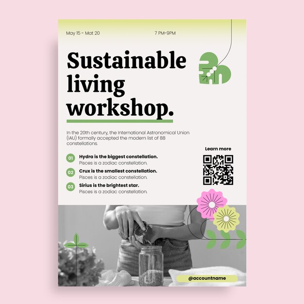 Modelo de panfleto de ambiente de oficina de vida sustentável
