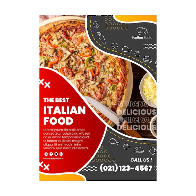 Vetor grátis modelo de panfleto de comida italiana