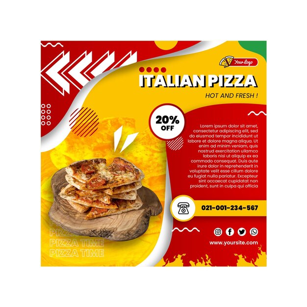 Modelo de panfleto de comida italiana