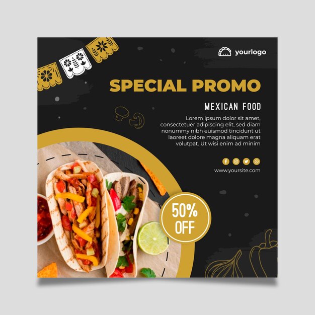 Modelo de panfleto de comida mexicana