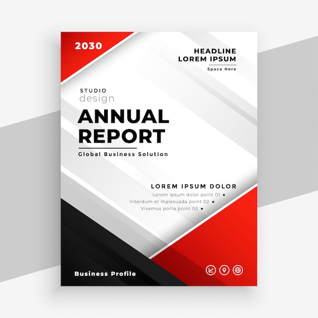 Vetor grátis modelo de panfleto de negócios elegante relatório anual vermelho