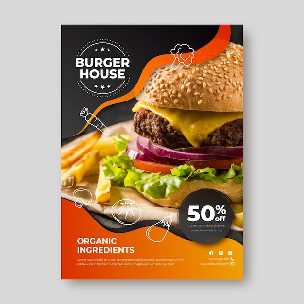 Modelo de panfleto de restaurante de comida deliciosa