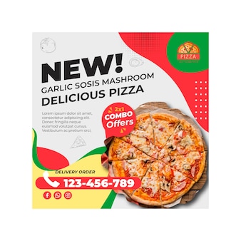 Modelo de panfleto quadrado de pizzaria