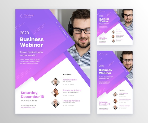 Vetor grátis modelo de panfletos de webinar
