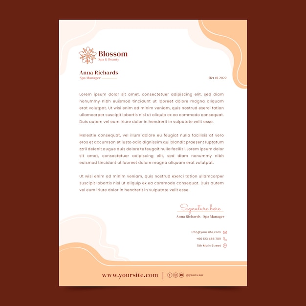 Modelo de papel timbrado de spa e saúde desenhado à mão