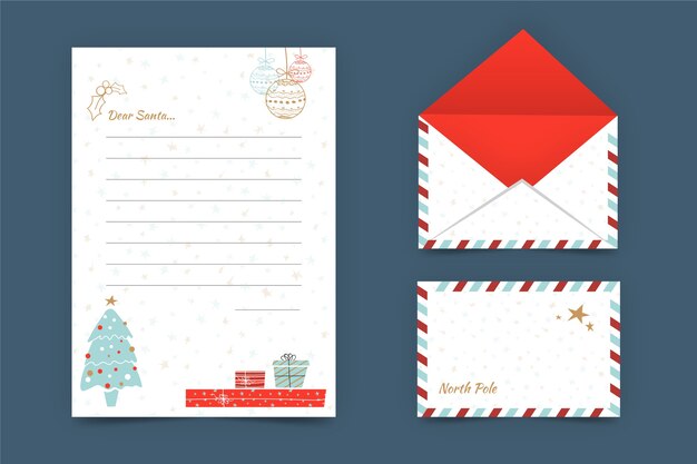 Modelo de papelaria de natal de design plano