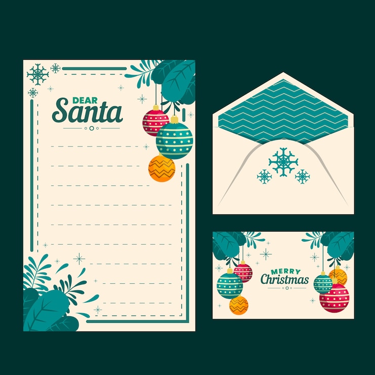 Vetor grátis modelo de papelaria de natal de design plano