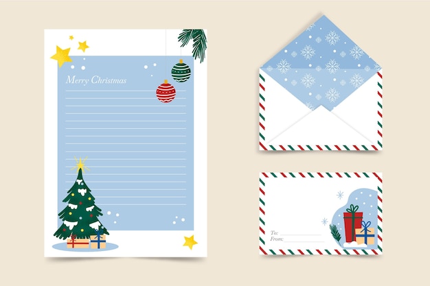 Modelo de papelaria de Natal em design plano