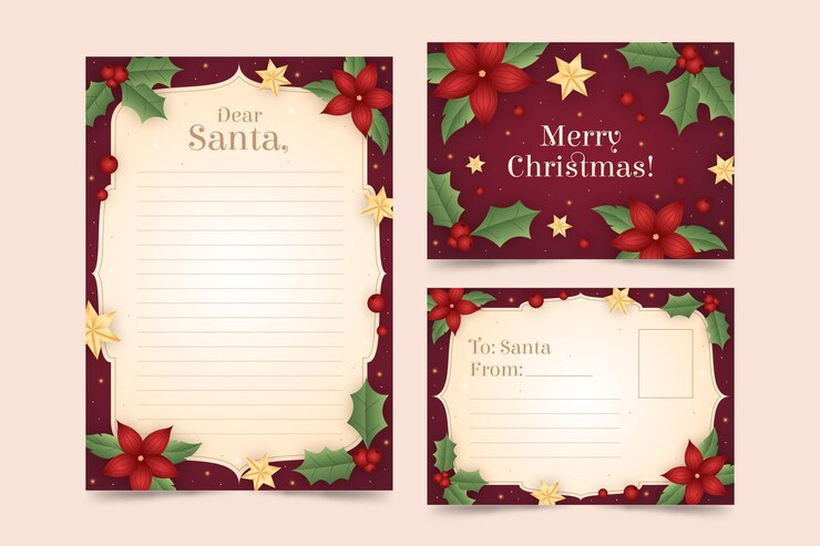 Vetor grátis modelo de papelaria de natal em design plano