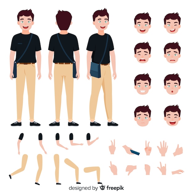 Modelo de personagem de homem dos desenhos animados