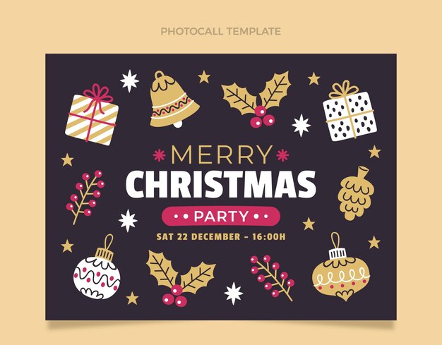 Modelo de photocall plano de Natal desenhado à mão