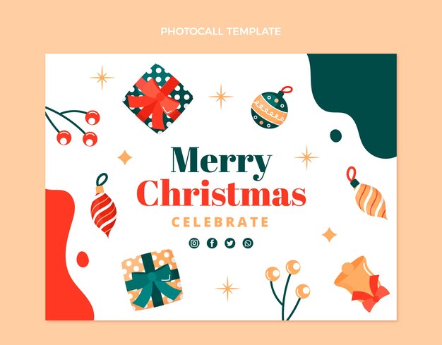 Modelo de photocall plano de Natal desenhado à mão