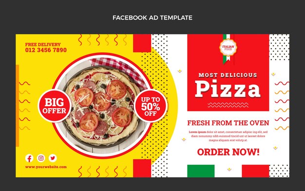 Modelo de pizza no Facebook de design plano