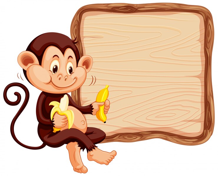 Vetor grátis modelo de placa com macaco bonito no fundo branco