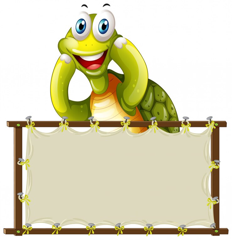 Vetor grátis modelo de placa com tartaruga bonita no fundo branco
