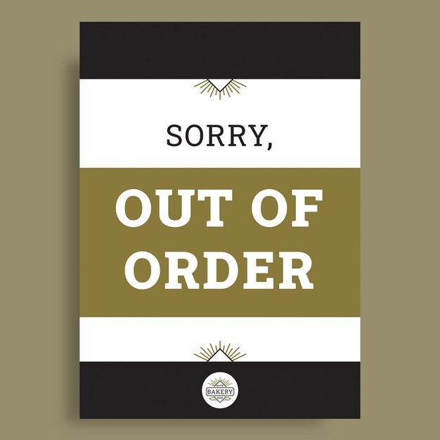 Modelo de placa de padaria linear ornamental fora de ordem