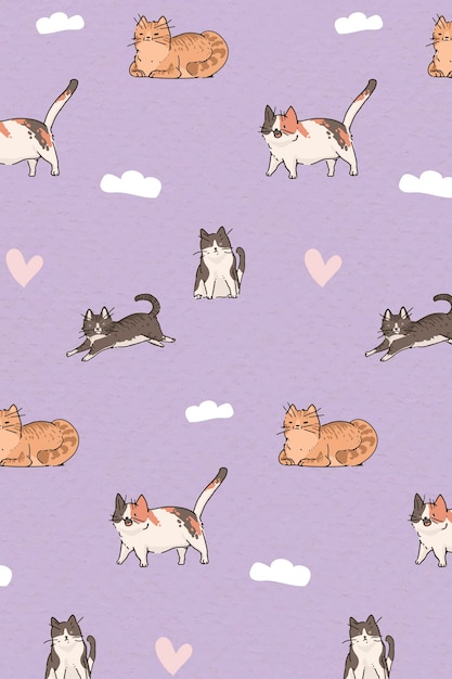 Modelo de plano de fundo com padrão de amante de gatos