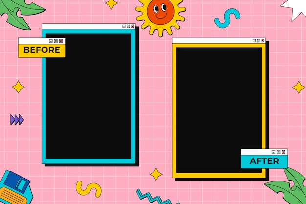 Vetor grátis modelo de plano de fundo criativo antes e depois