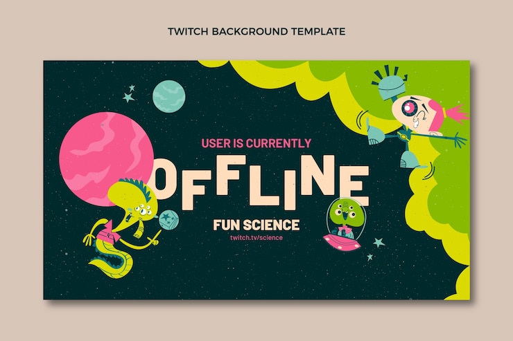 Vetor grátis modelo de plano de fundo de ciência twitch de design plano