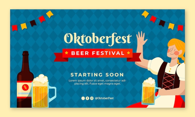 Vetor grátis modelo de plano de fundo de contração plana para celebração da oktoberfest