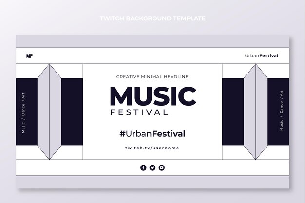 Modelo de plano de fundo de música twitch de design plano