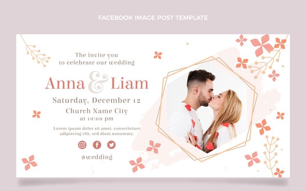 Modelo de postagem de casamento no Facebook