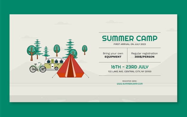 Vetor grátis modelo de postagem de mídia social de acampamento de verão plano