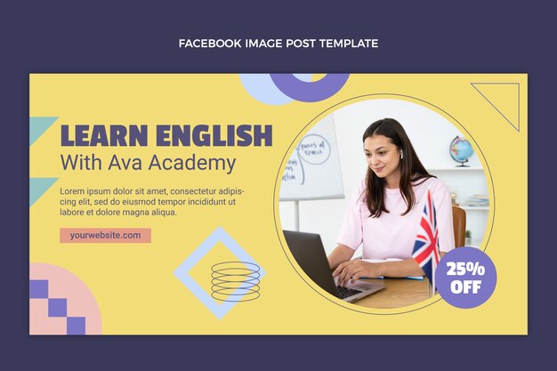 Modelo de postagem de mídia social de aulas de inglês plano