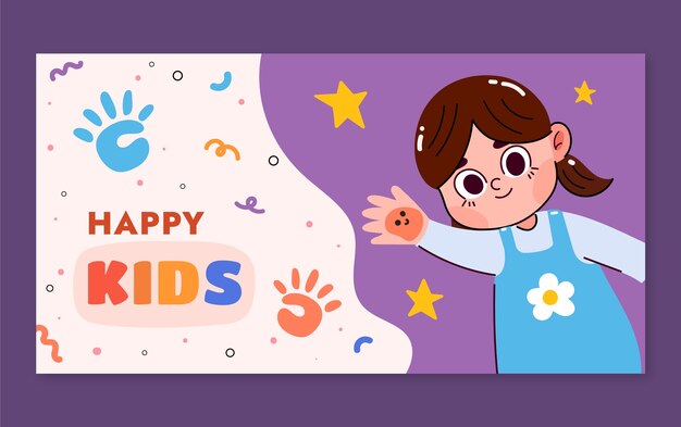 Modelo de postagem de mídia social de entretenimento infantil plano